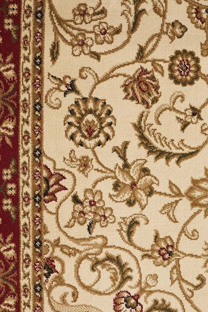 Sydney Medallion Rug Ivory with Red Border - Image 7