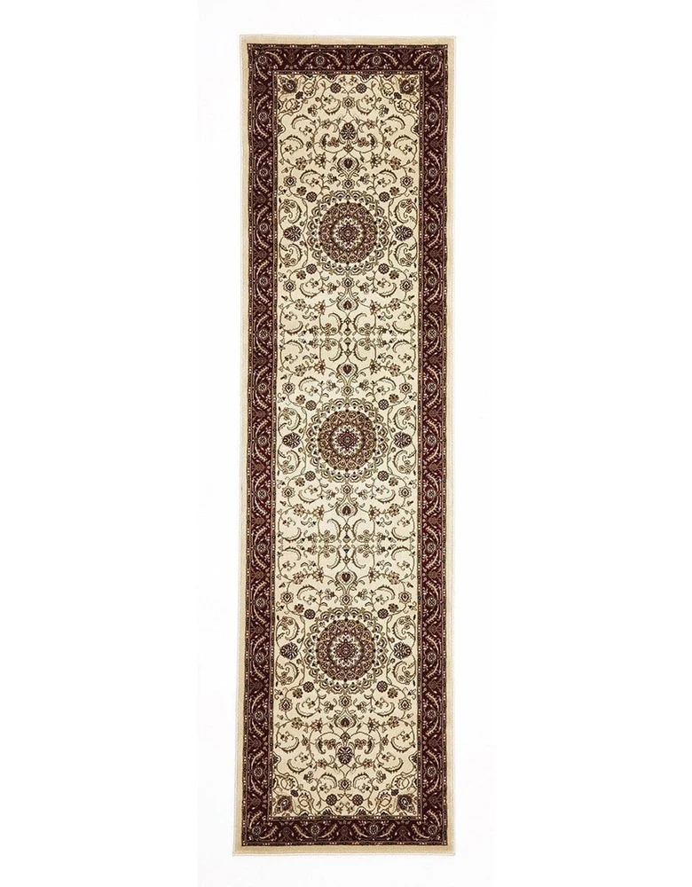 Sydney Medallion Rug Ivory with Red Border - Image 9