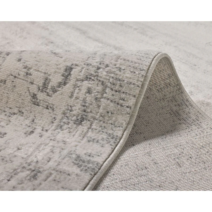 Taipei White and Grey Traditional Distressed Rug - Image 4