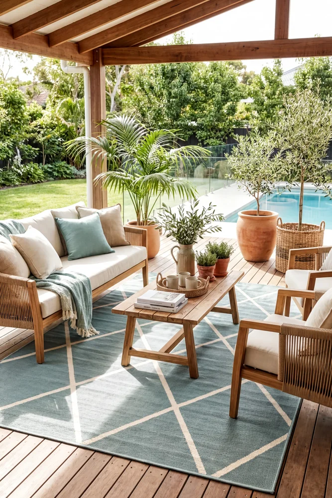 Tucson Aqua Green Outdoor Rug - Image 2