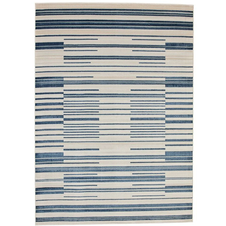 Yomi Navy and Cream Indoor Outdoor Rug