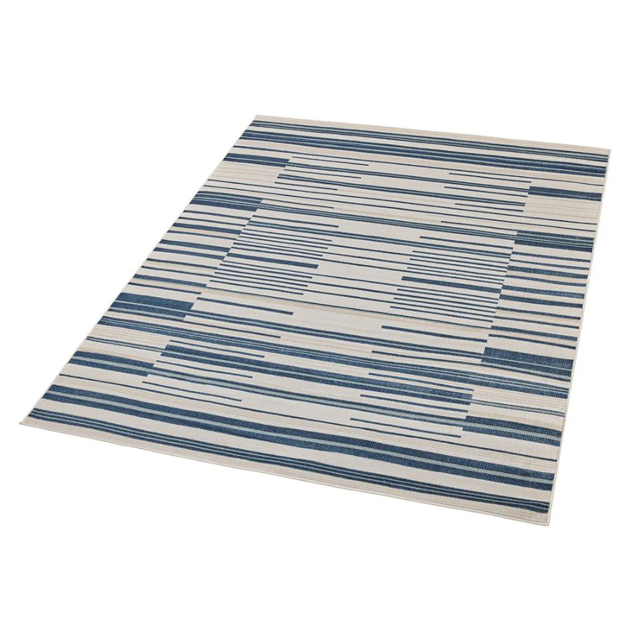 Yomi Navy and Cream Indoor Outdoor Rug - Image 5