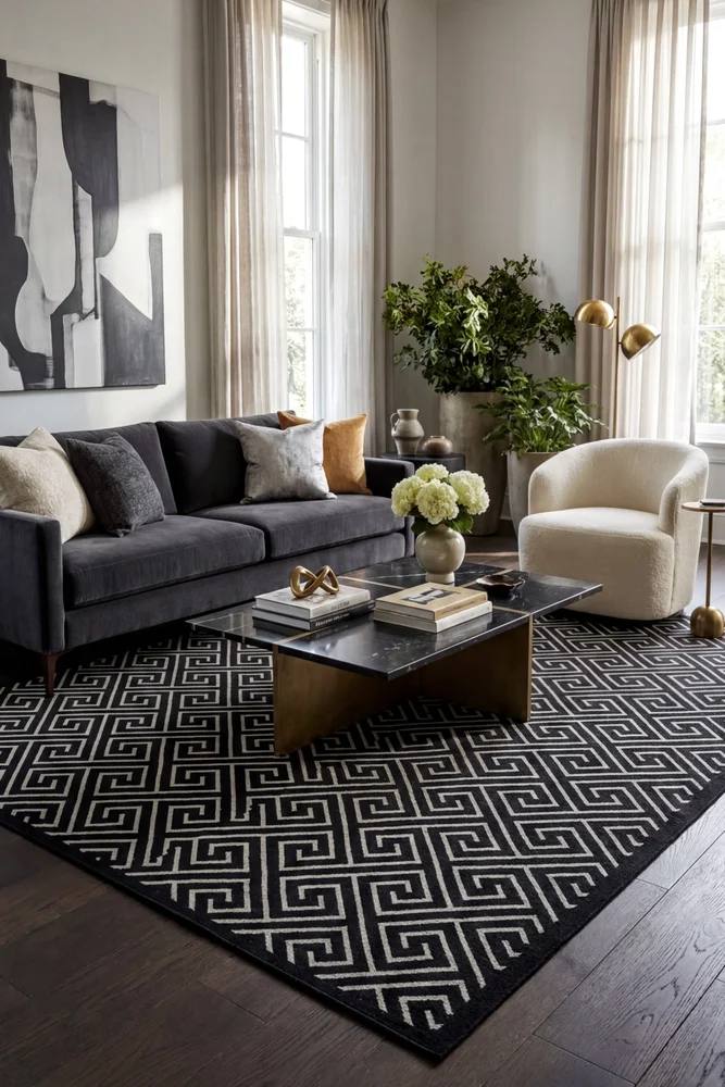 York Alice Black & Gold Rug - Image 2